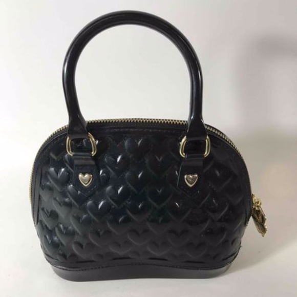 LUV BETSEY Johnson Black Patent Leather Heart Tote